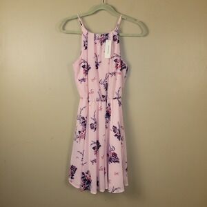 Blue Rain Francesca's Dress Womens Small Pink Floral Sleeveless Fit & Flare...